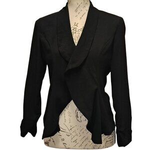 Poetry Womens Jacket Medium Ruffle Open Front - Academia Romantic Workwear Boho‎